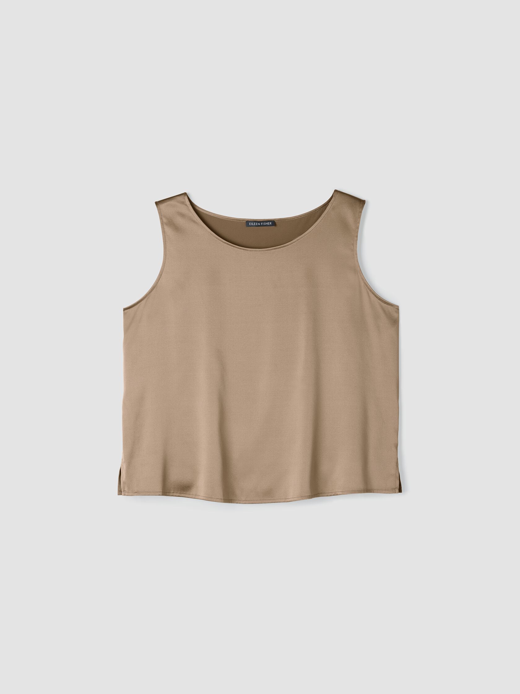 Stretch Silk Charmeuse Ballet Neck Tank