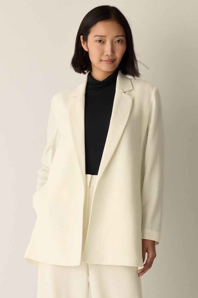 Stretch Wool Crepe Long Blazer Stretch Wool Crepe Long Blazer