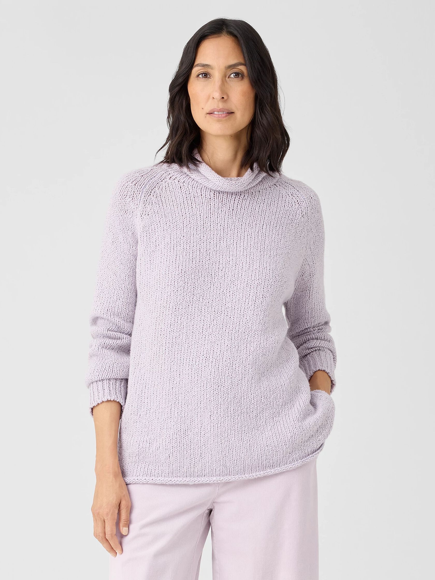 Peruvian Organic Cotton Crimp Turtleneck Top | EILEEN FISHER