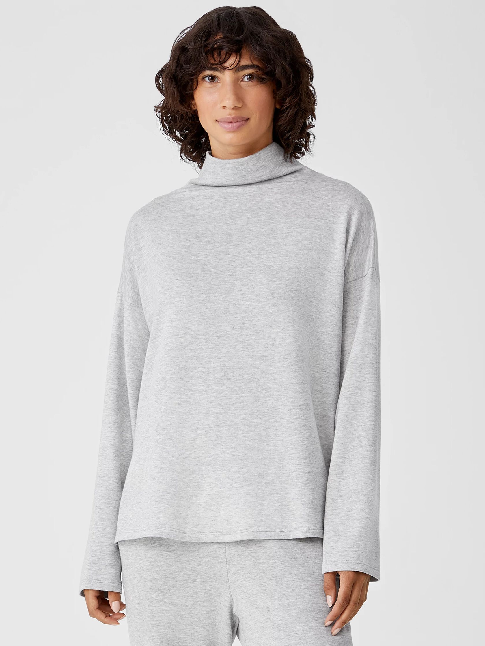 Cozy Brushed Terry Funnel Neck Box-Top