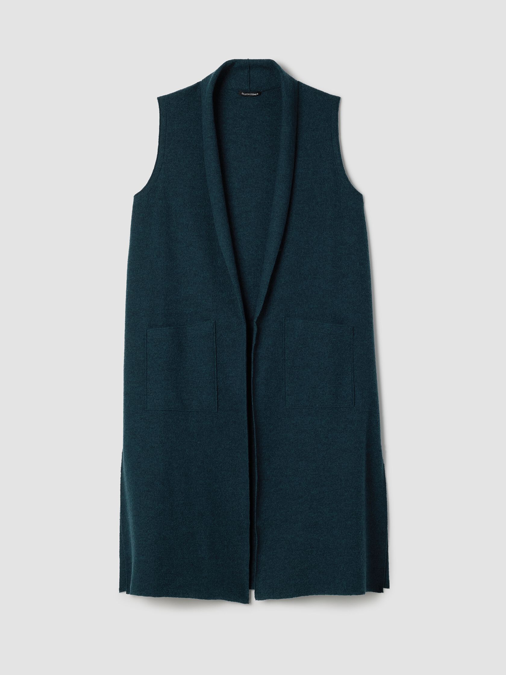 Lightweight Boiled Wool Shawl Collar Vest in Regenerative Wool