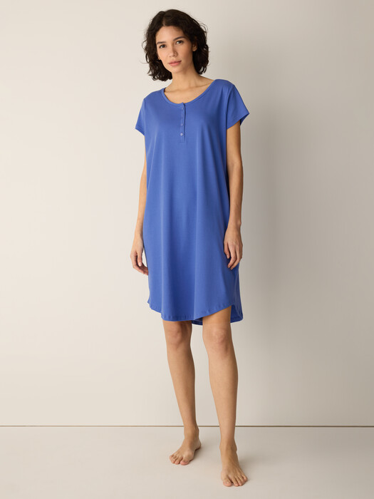 Organic Cotton Interlock Henley Sleep Dress | EILEEN FISHER Organic Cotton Interlock Henley Sleep Dress | EILEEN FISHER