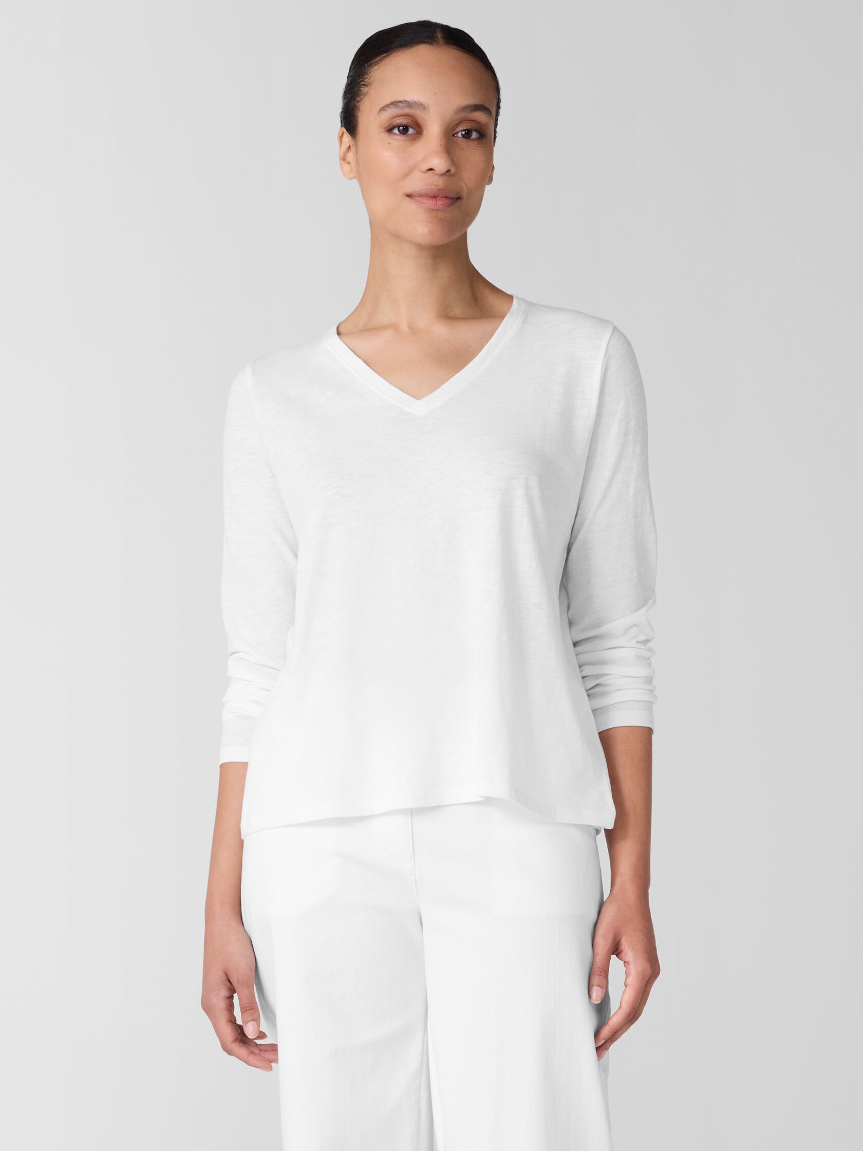 Organic Cotton Slubby Jersey&nbsp;V-Neck Top