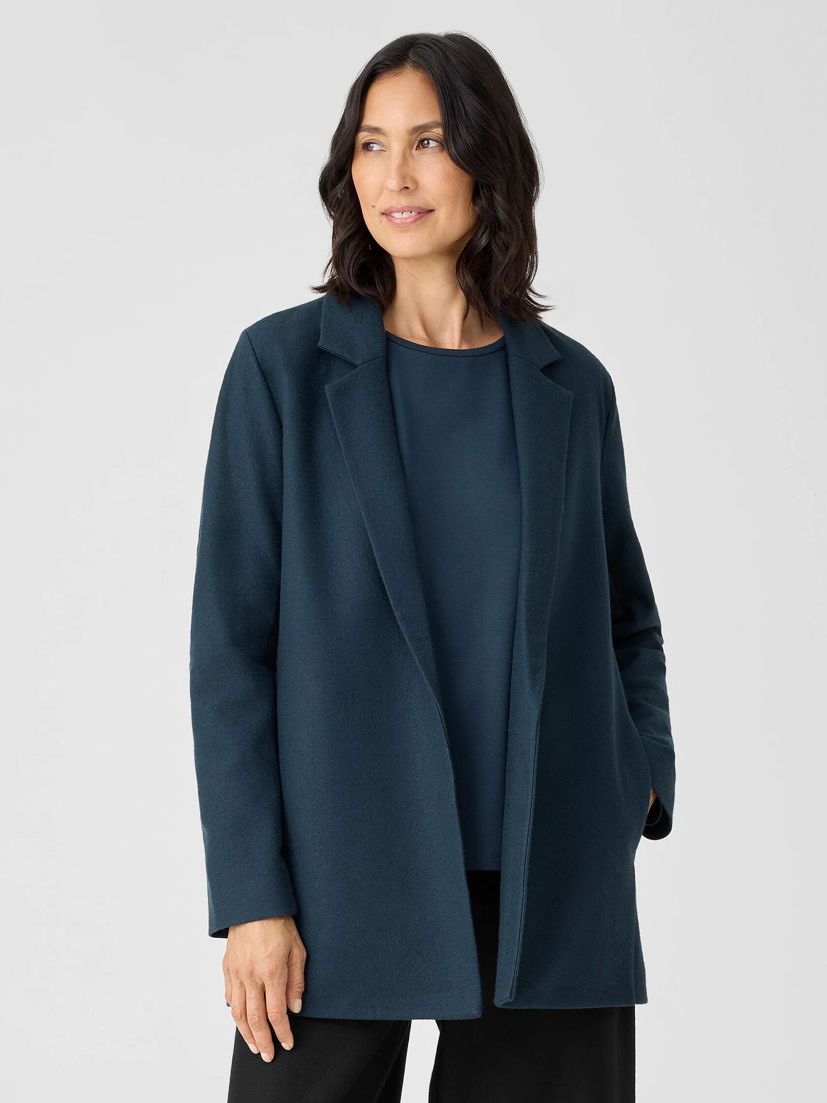 Boiled Wool Jersey Long Blazer