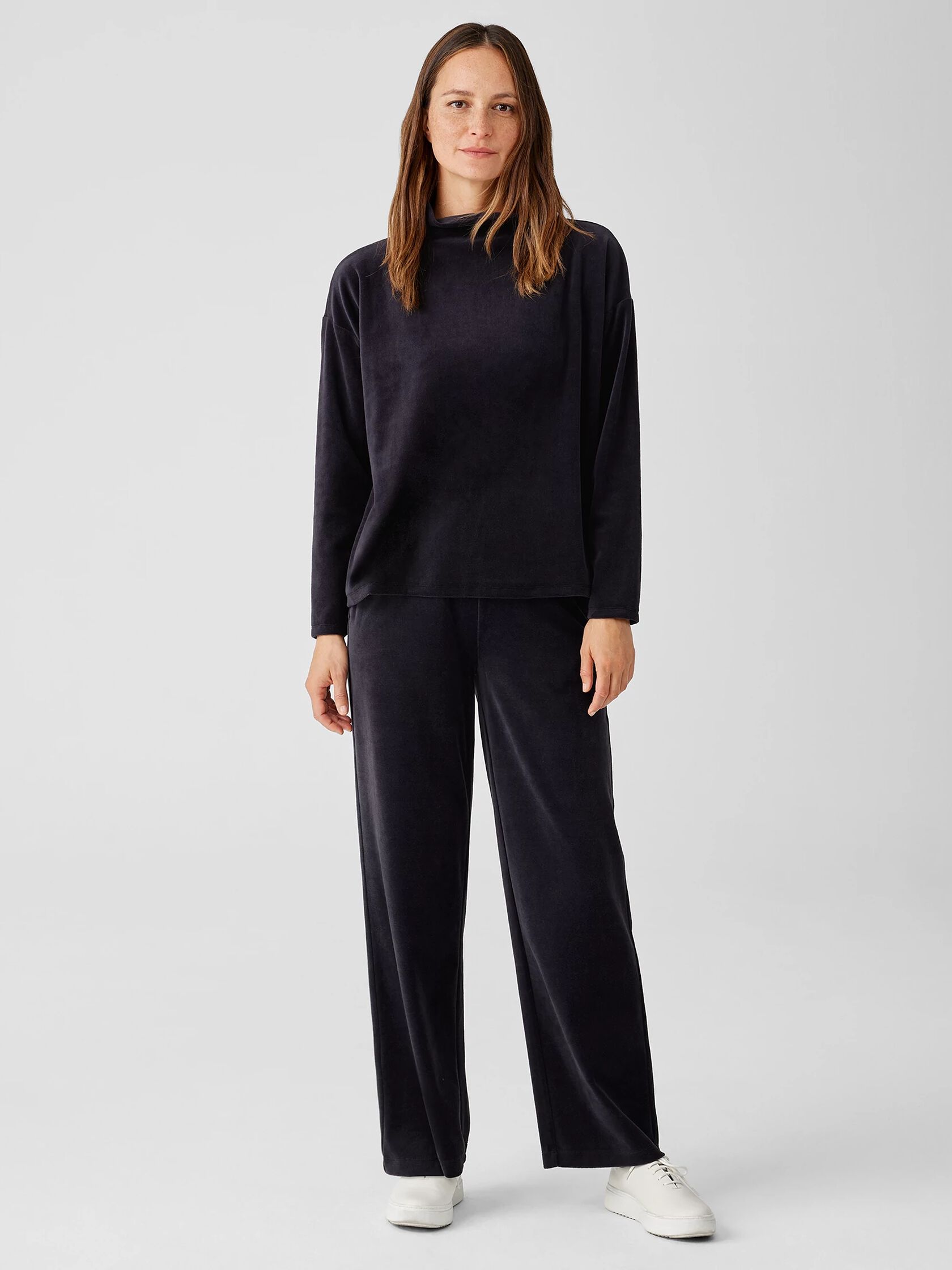 PURE JILL VELOUR SLIM-LEG PANTS