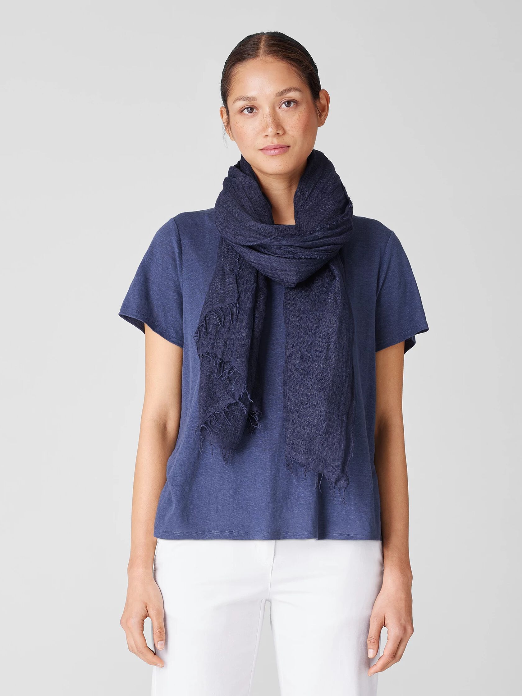 Textured Organic Linen Blend Scarf