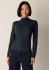 Sheer Cotton Blend Knit Funnel Neck Top