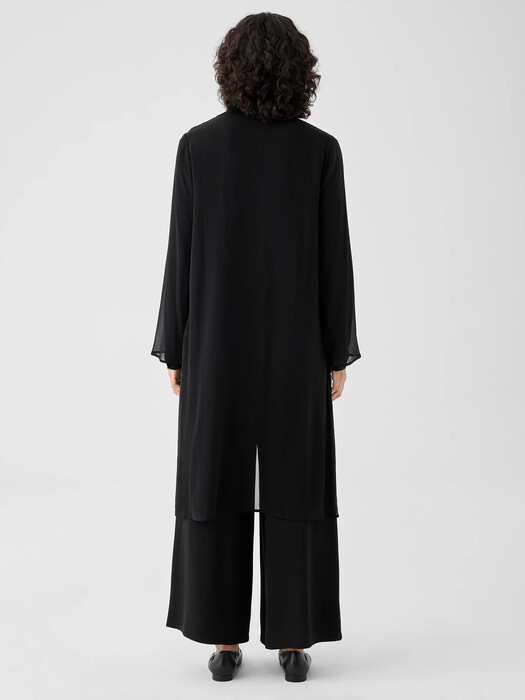 Crinkled Sheer Silk Classic Collar Jacket