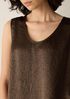 Textured Satin Curved V-Neck Tank