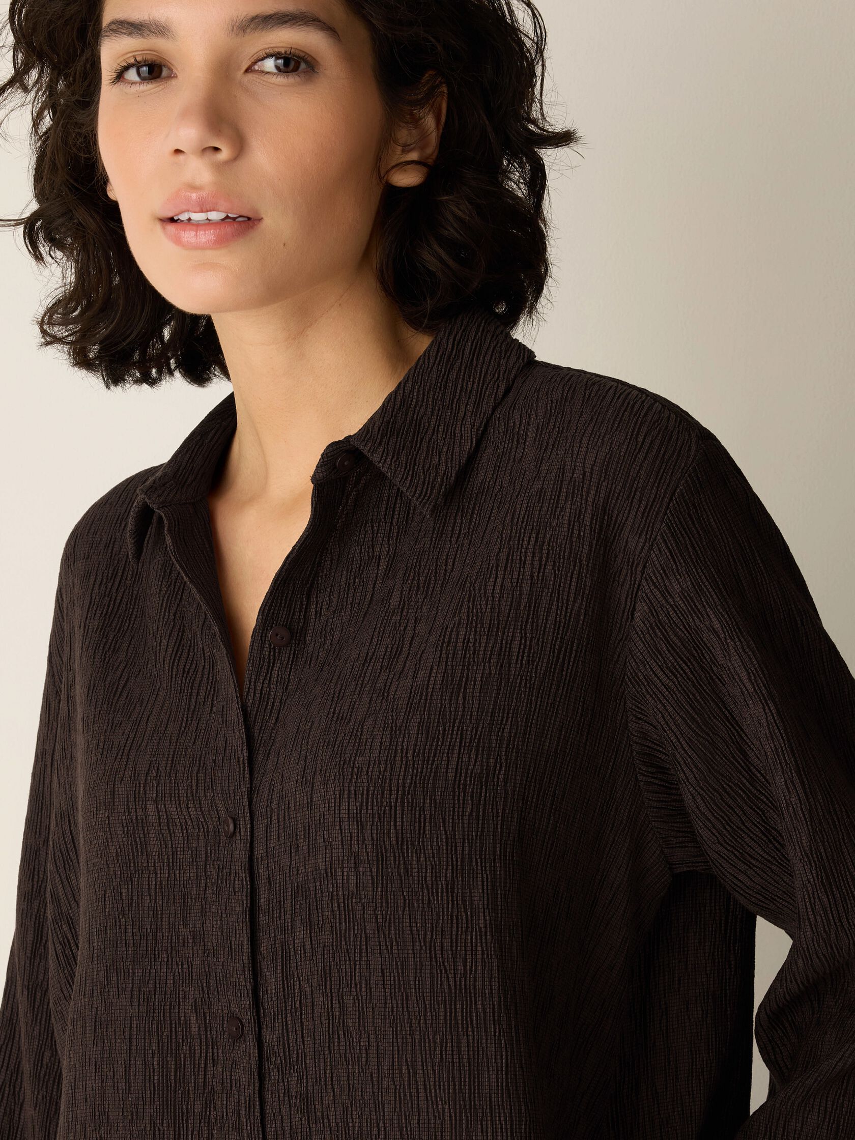 Woven Pliss&eacute; Classic Collar Shirt