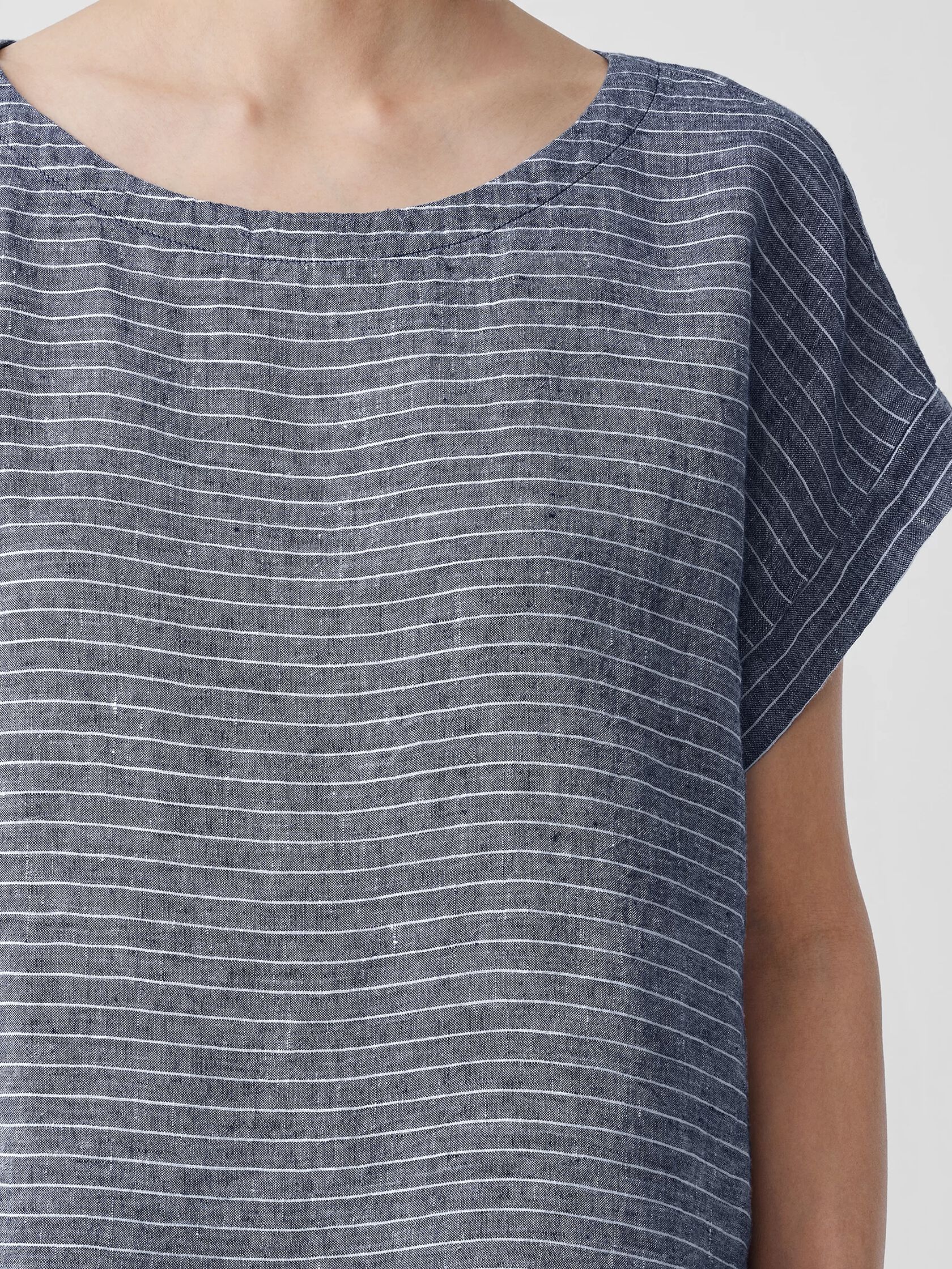 Puckered Organic Linen Ballet Neck Top