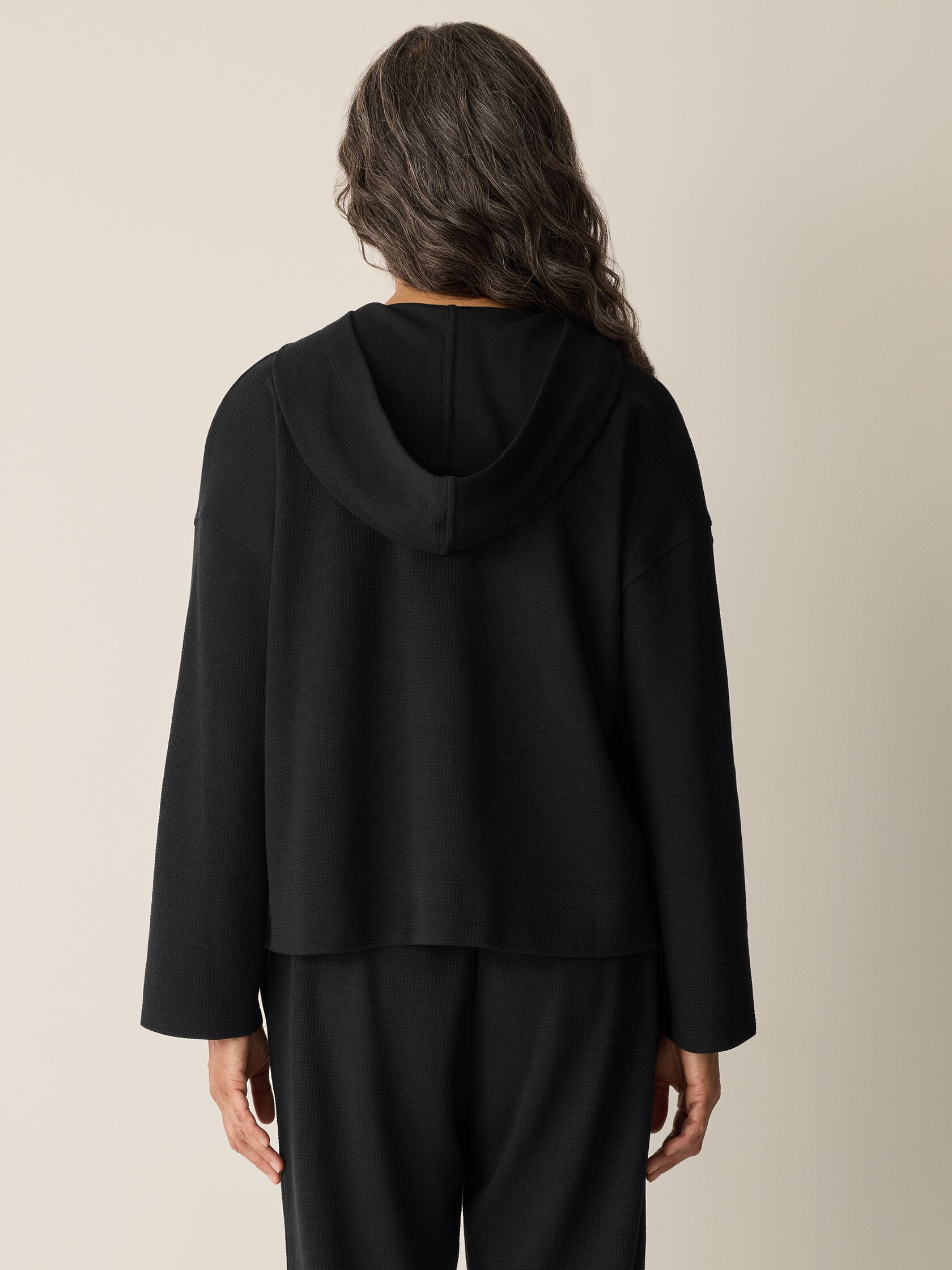 Waffle Cotton Blend Doubleknit Hooded Top