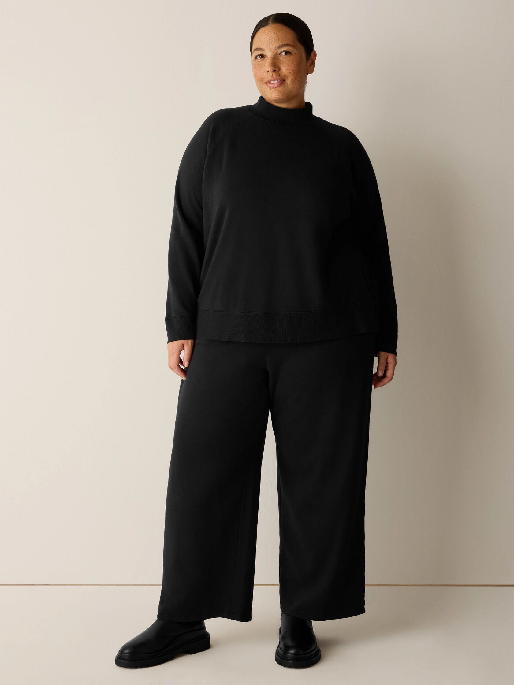 Garment-Dyed Organic Cotton Terry High Neck Top