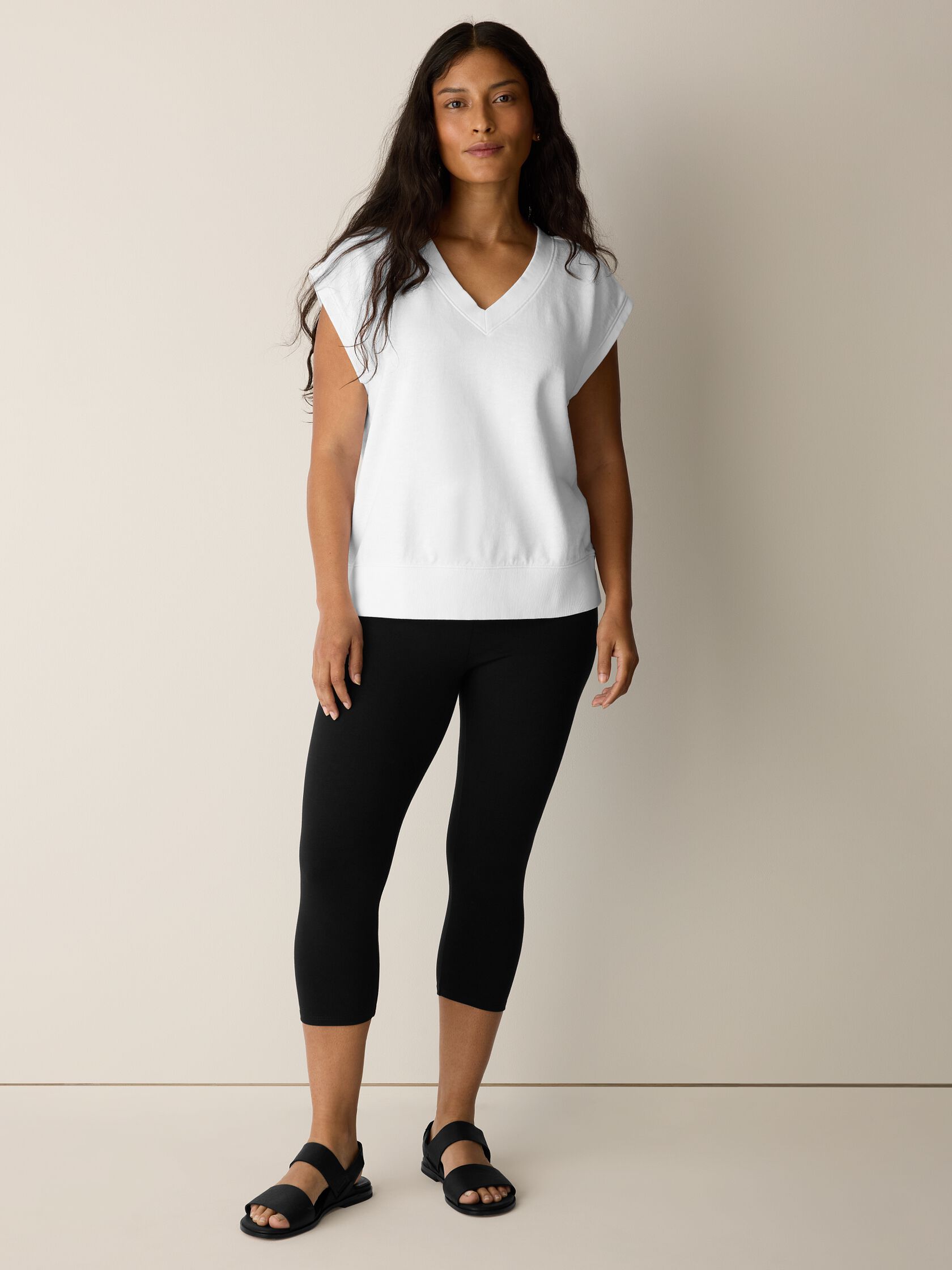 Pima Cotton Stretch Jersey Capri Leggings