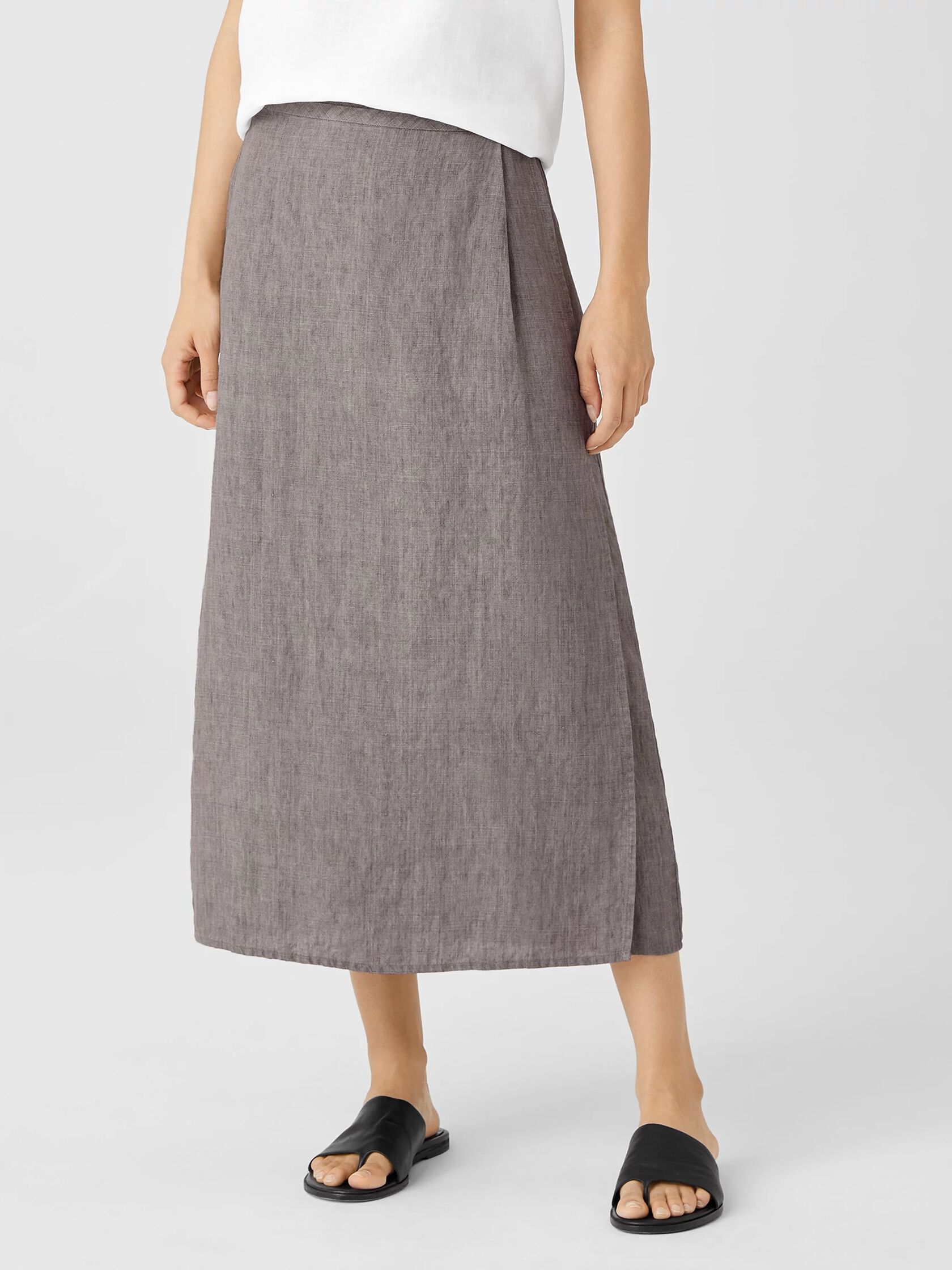 Washed Organic Linen Delave Wrap Skirt