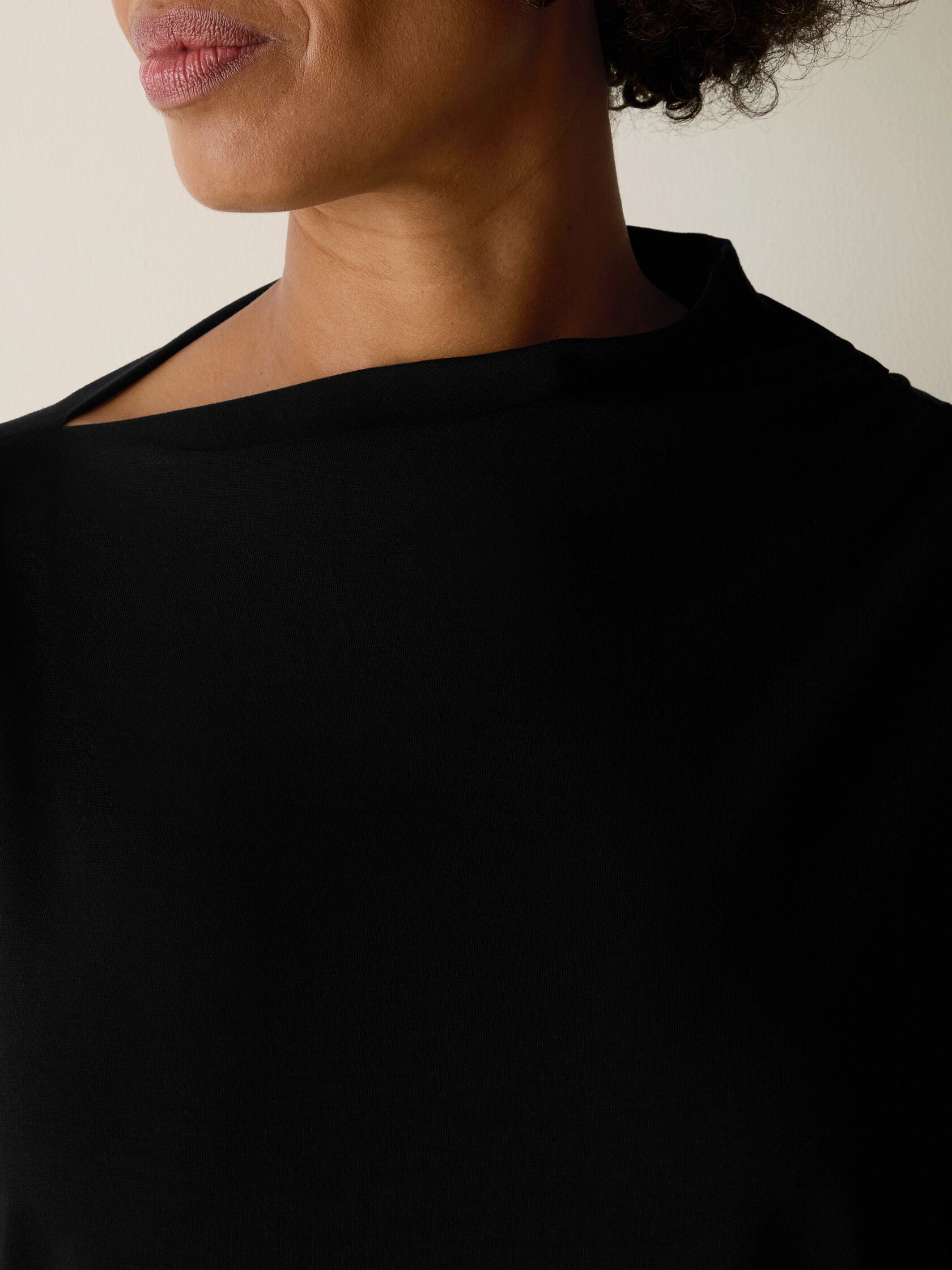 Stretch Jersey Knit Drape Neck Top