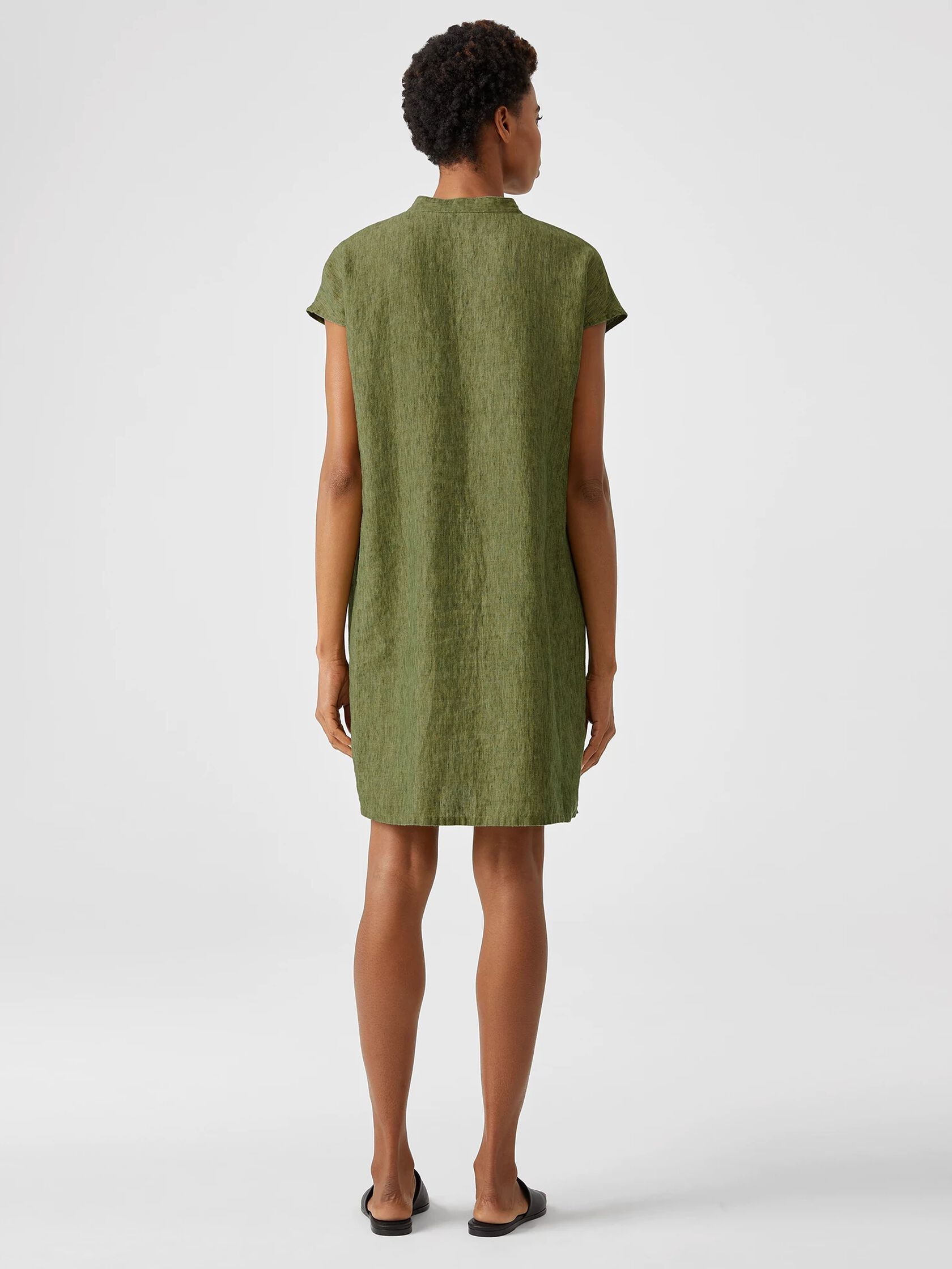 Washed Organic Linen Delave Shirtdress