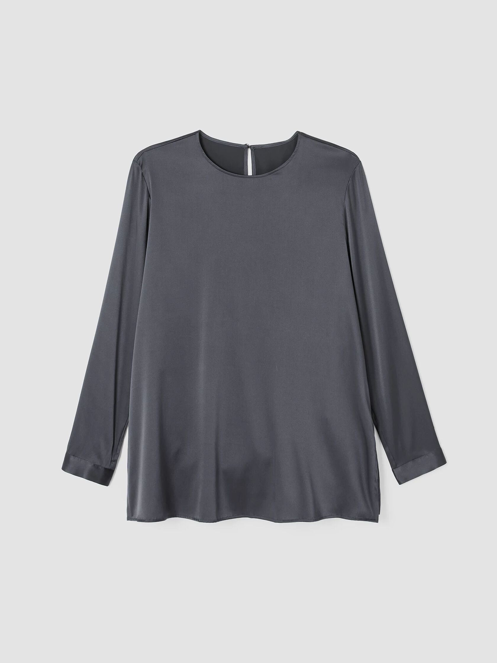 Stretch Silk Charmeuse Round Neck Top