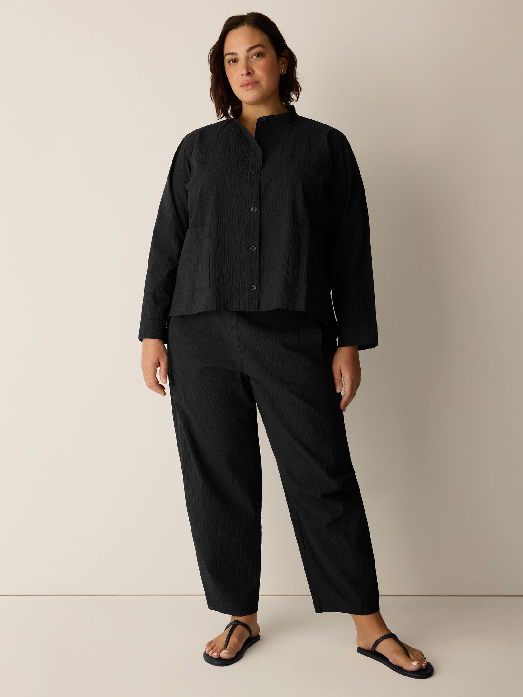 Organic Cotton Pucker Shirt Jacket