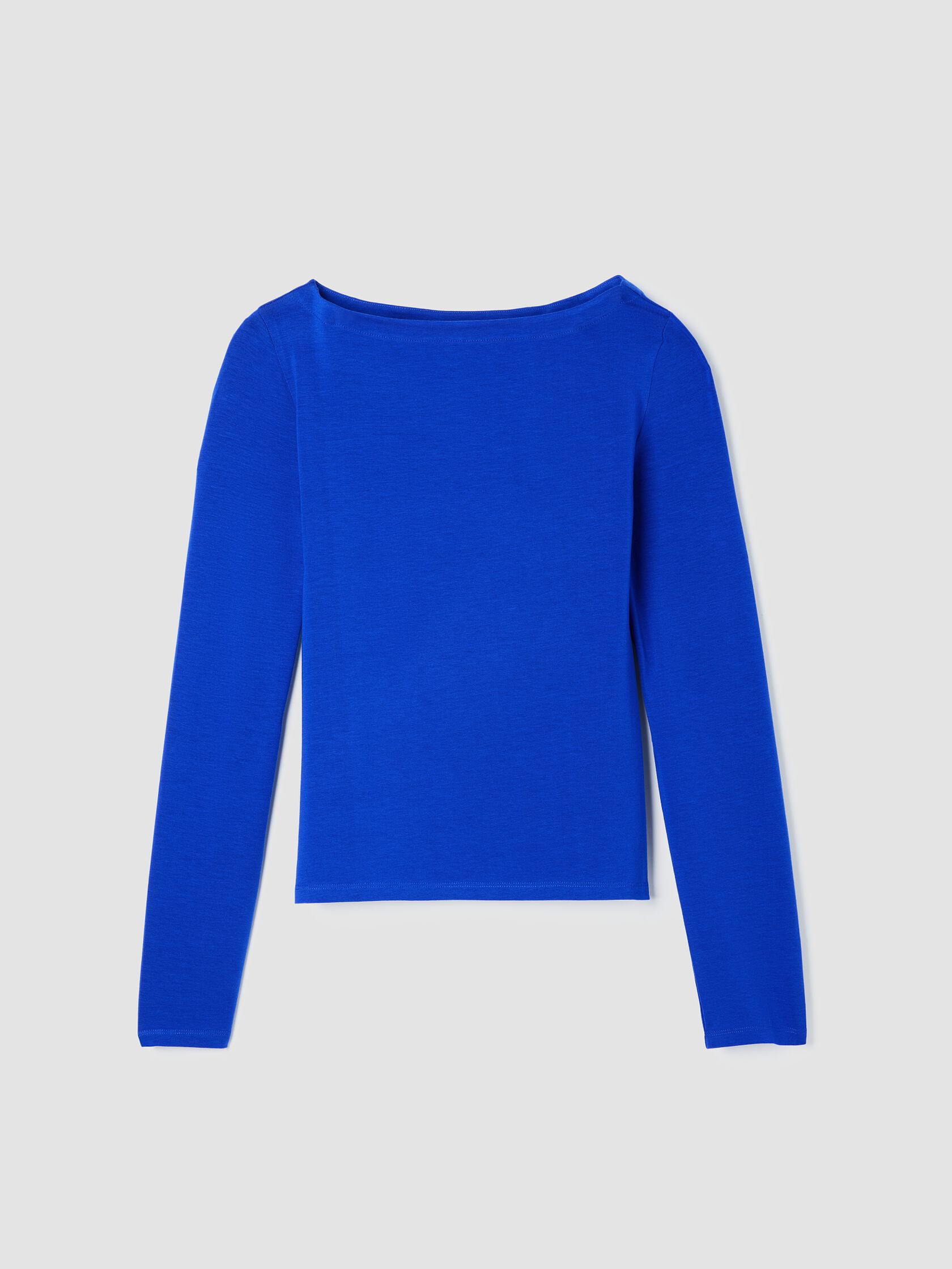 Fine Stretch Jersey Knit Bateau Neck Top