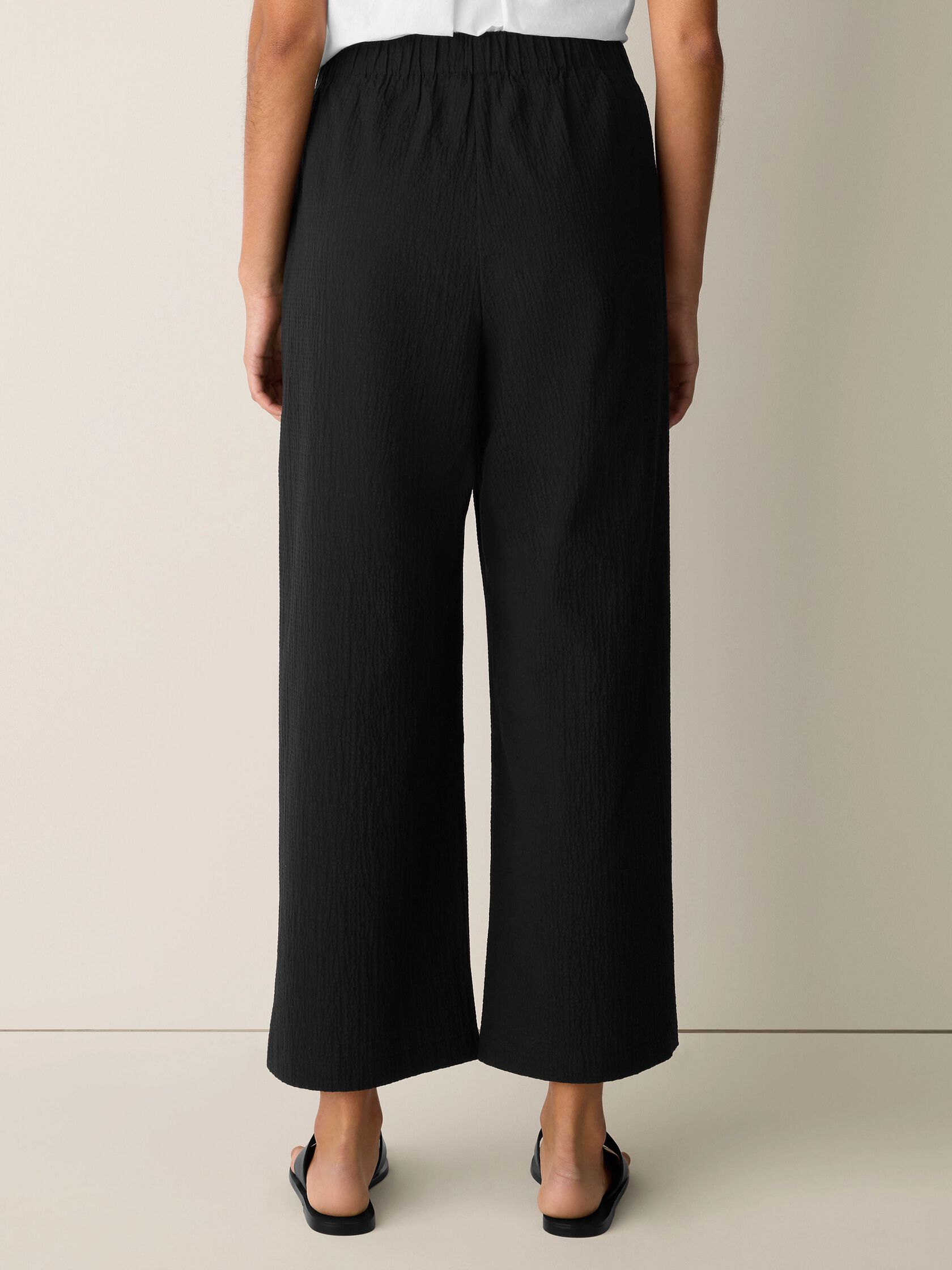 Organic Cotton Pucker Wide-Leg Pant