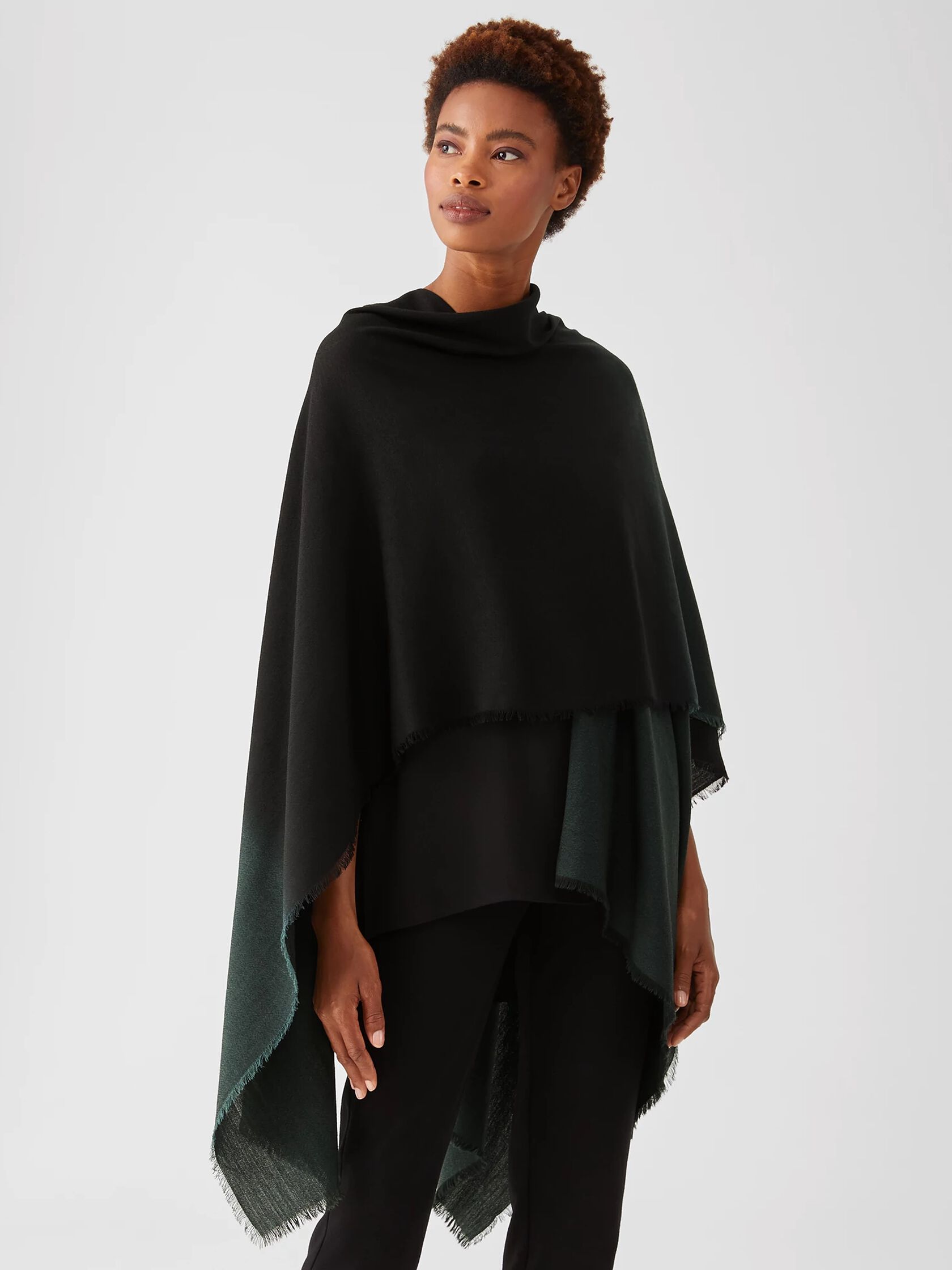Silk Wool Ombre Poncho