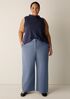 Cotton Blend Ponte Wide-Leg Trouser