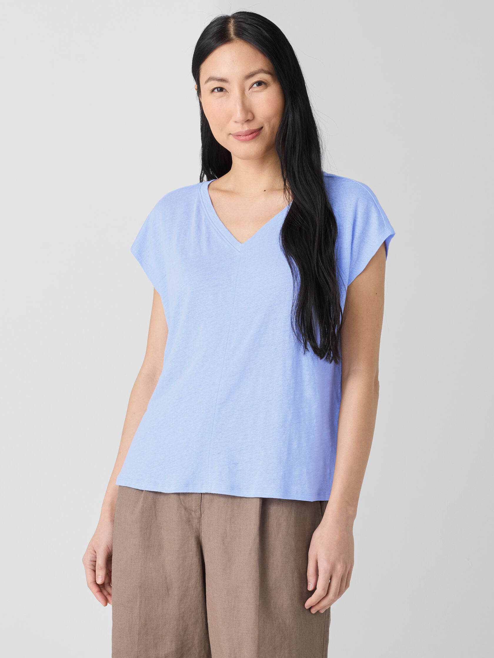 Organic Linen Jersey V-Neck Tee
