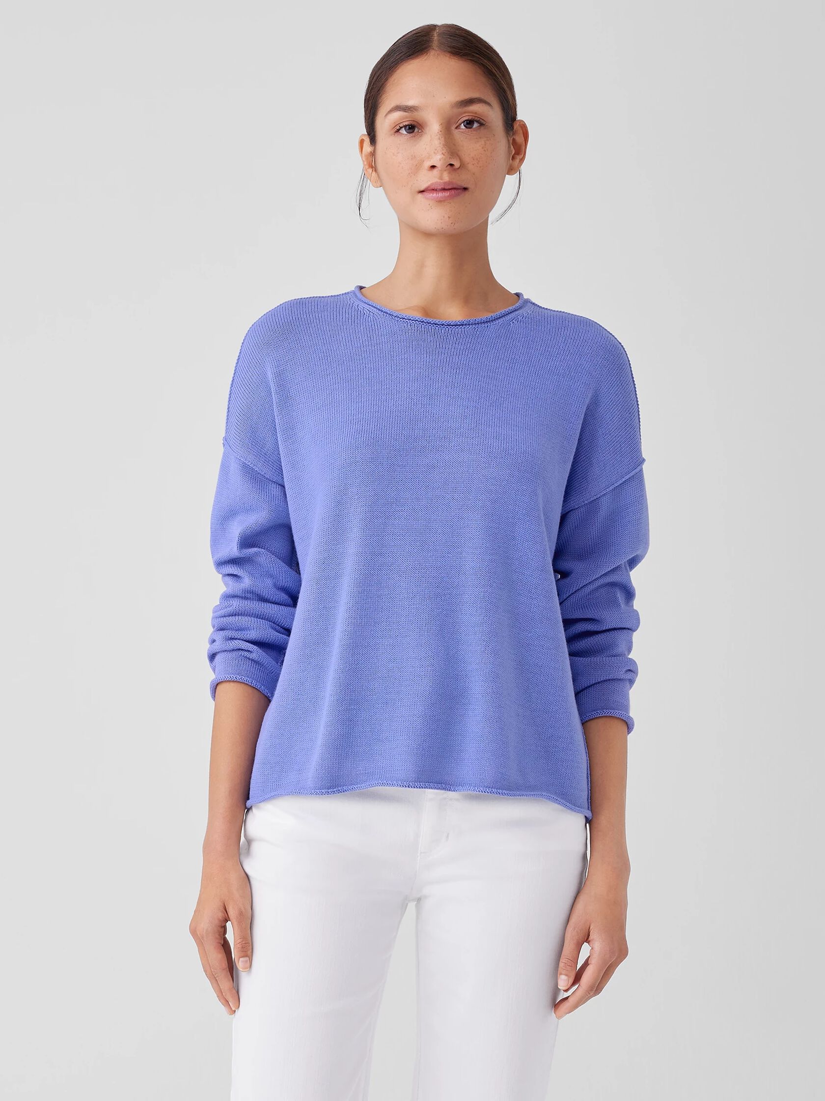 Peruvian Cotton Blend Crew Neck Top