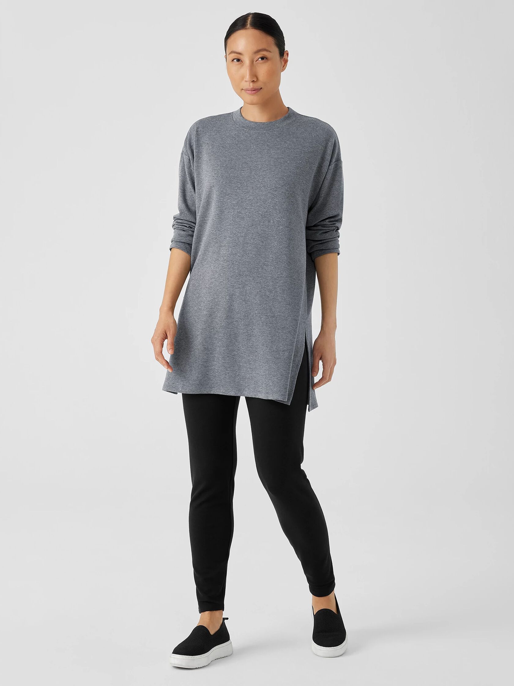 Cozy Brushed Terry Hug Crew Neck Long Top