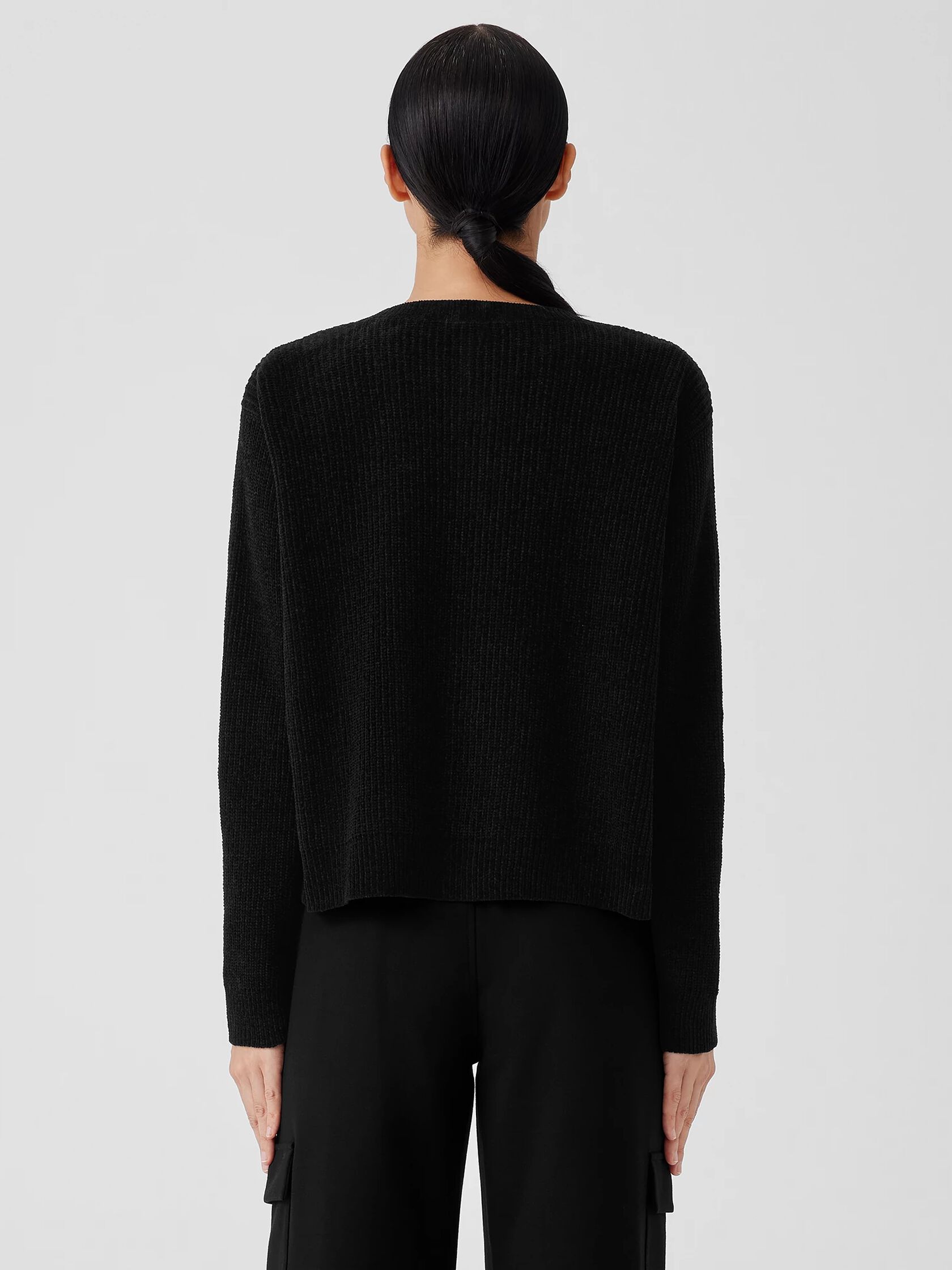 Organic Cotton Chenille Crew Neck Cardigan