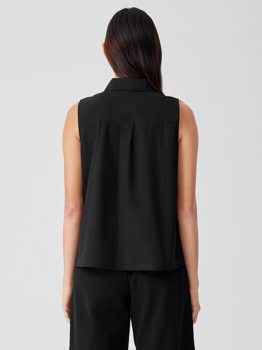 Washed Organic Cotton Poplin Sleeveless Shirt