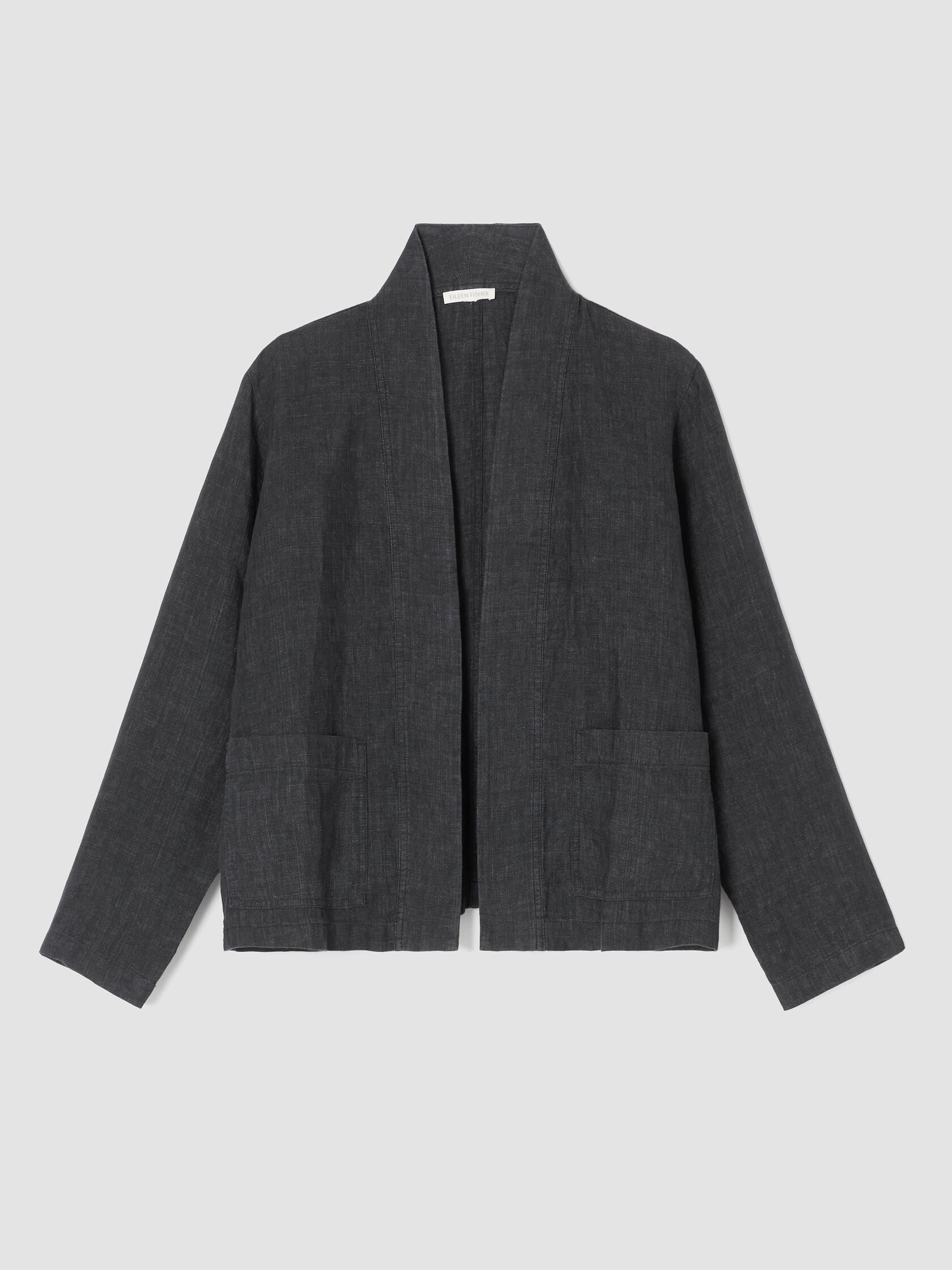 Washed Organic Linen Délavé High Collar Jacket