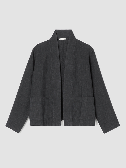 Washed Organic Linen Délavé High Collar Jacket