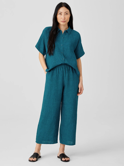 Washed Organic Linen Delave Wide-Leg Pant