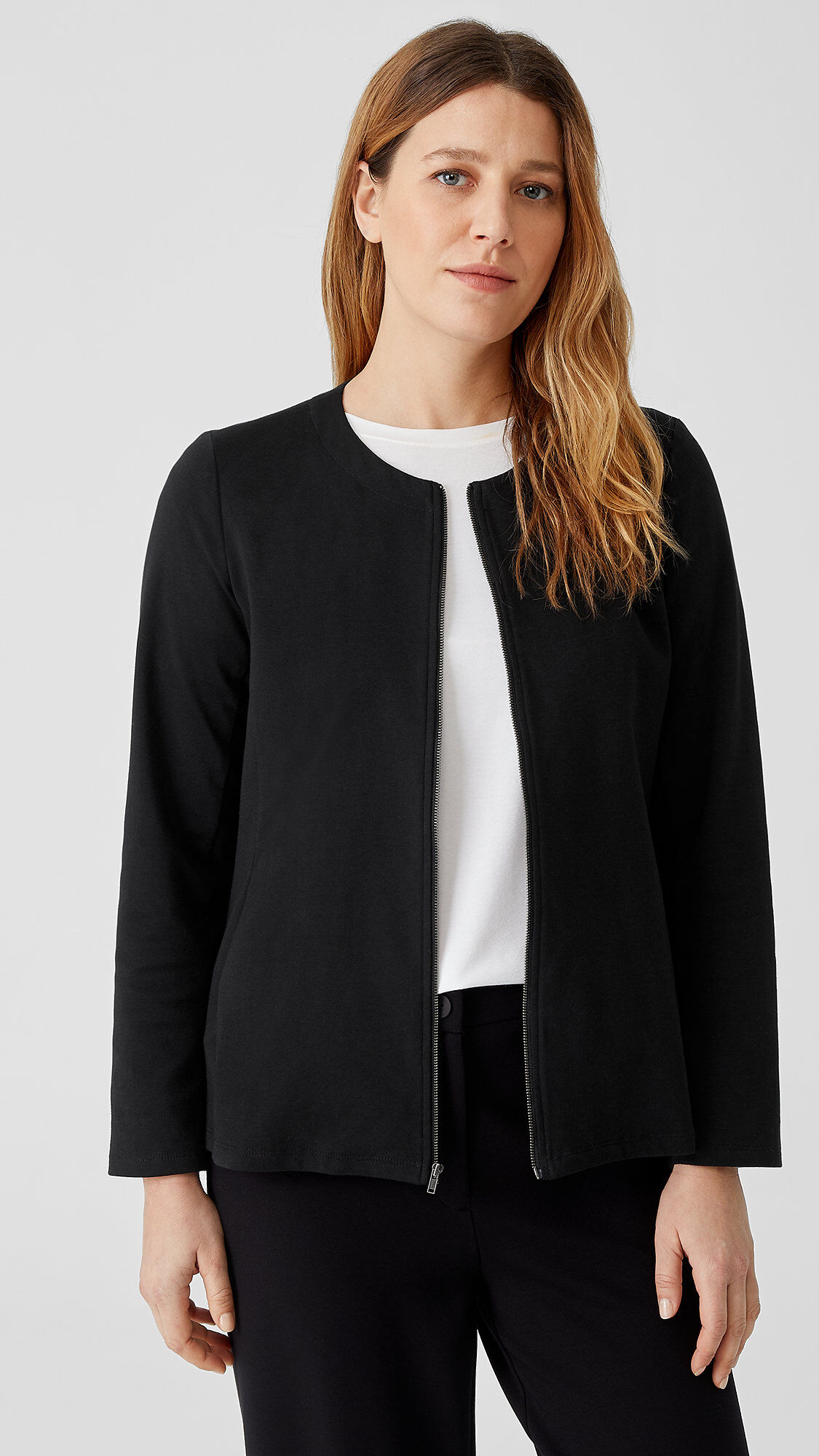 Organic Cotton Ponte Zip-Front Jacket | EILEEN FISHER