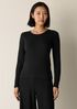Sheer Cotton Blend Knit Round Neck Tee