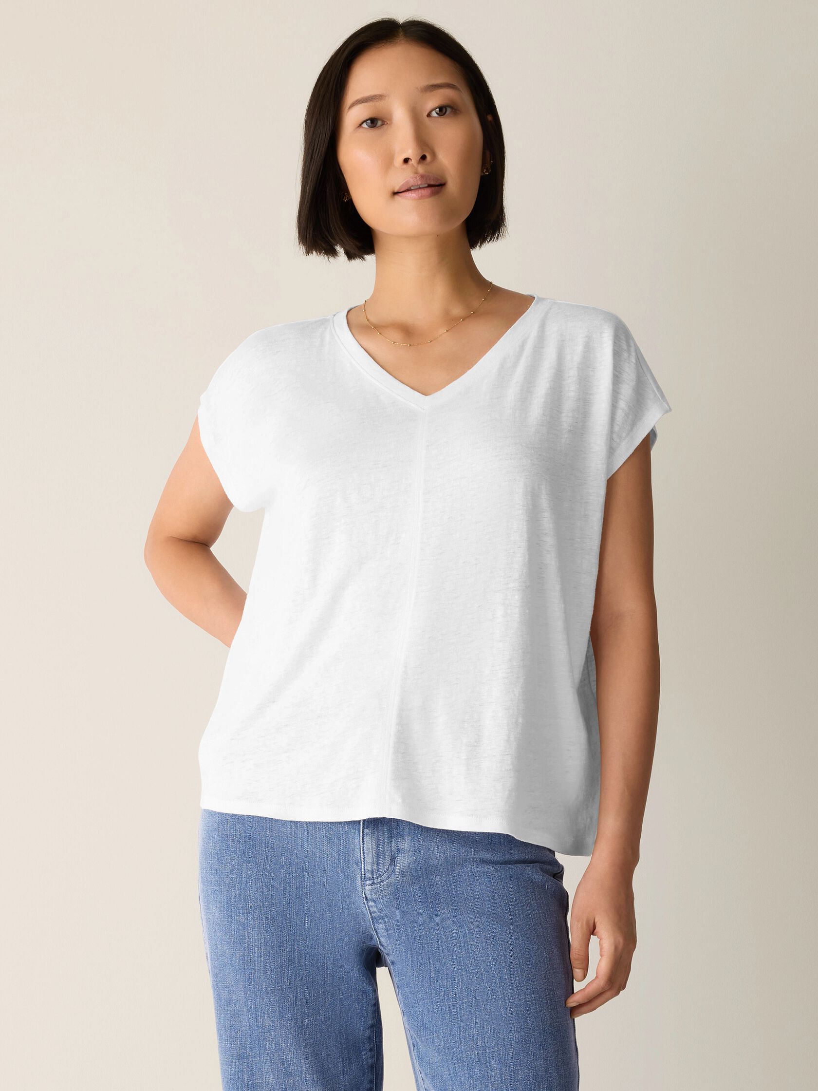 Organic Linen Jersey V-Neck Tee