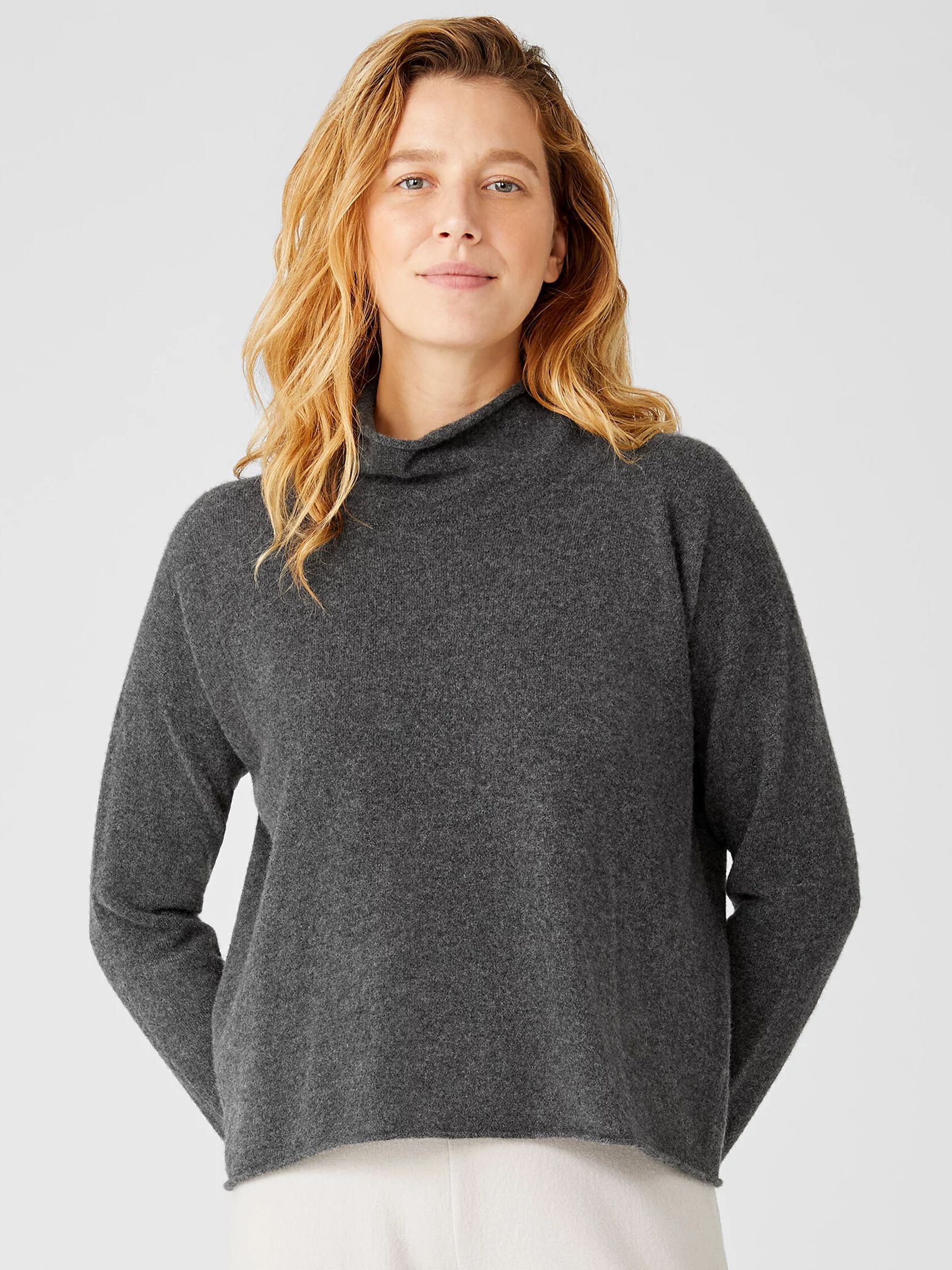 Italian Cashmere Scrunch Neck Top