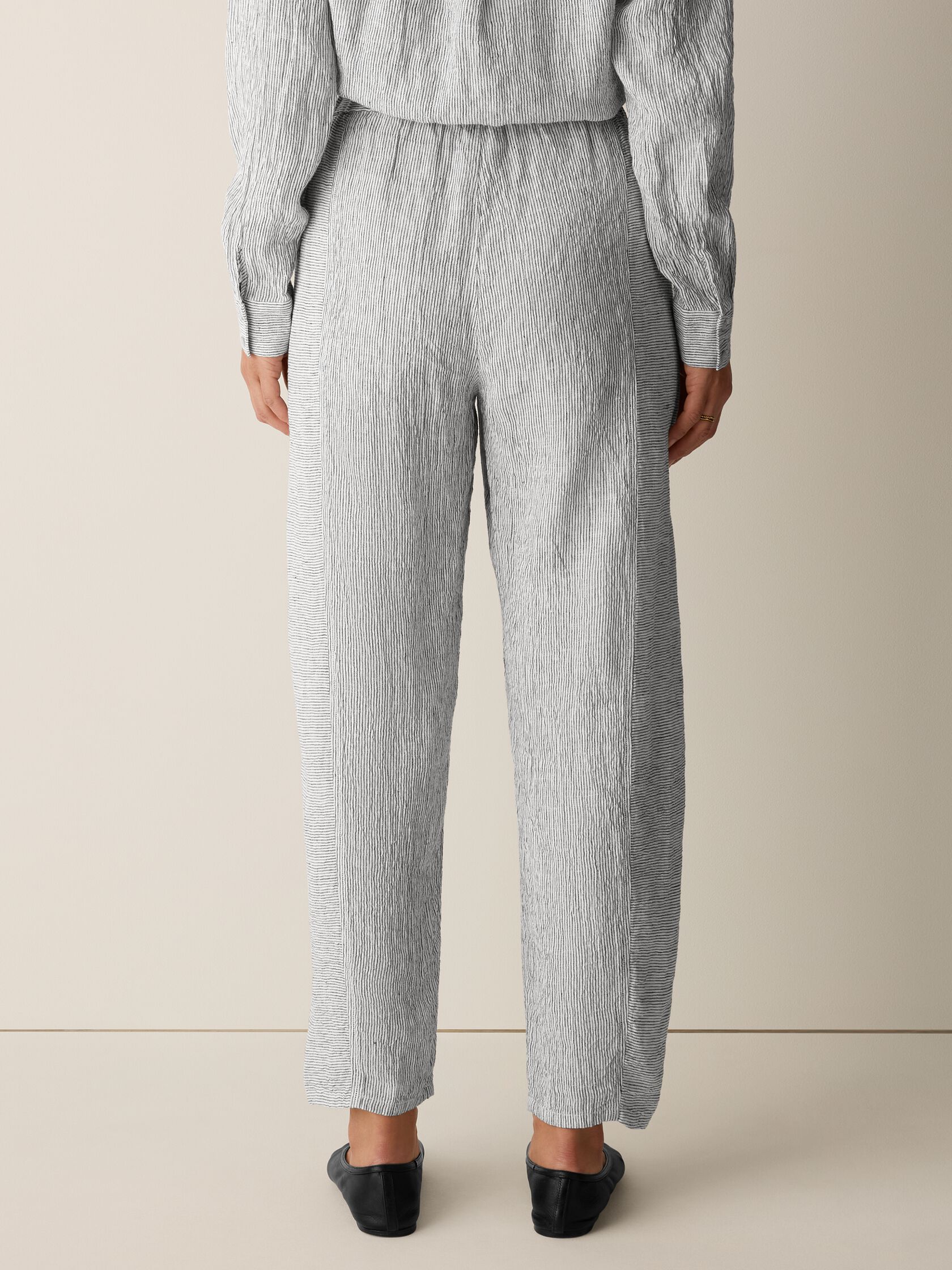 Puckered Organic Linen Stripe Lantern Pant