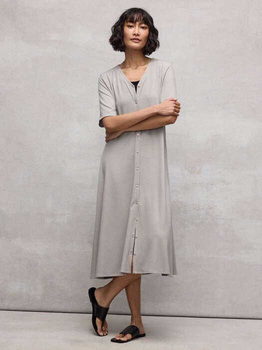 eileen fisher ribbed dress Textured Stretch Rib Crew Neck Dress
