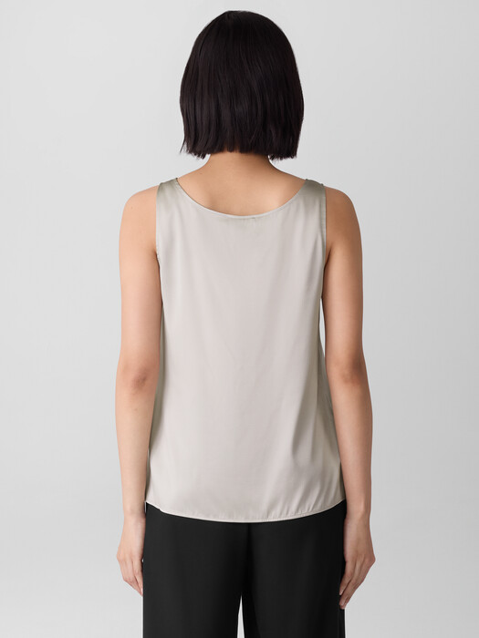 Stretch Silk Charmeuse Scoop Neck Tank
