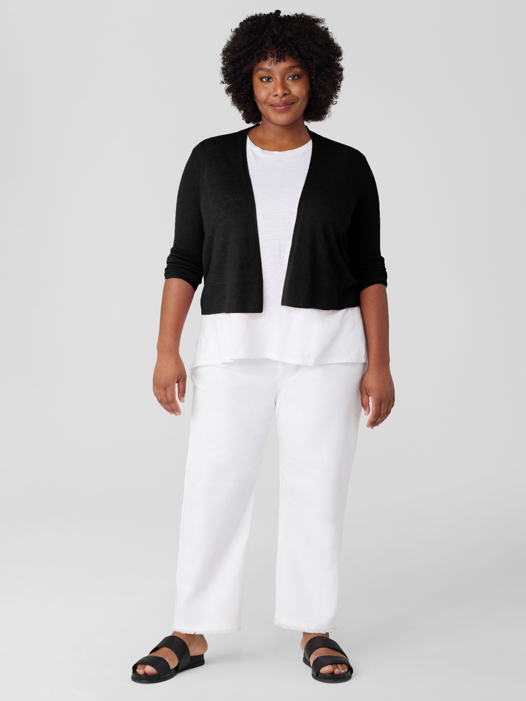 Organic Linen Cotton Airy Tuck Cropped Cardigan