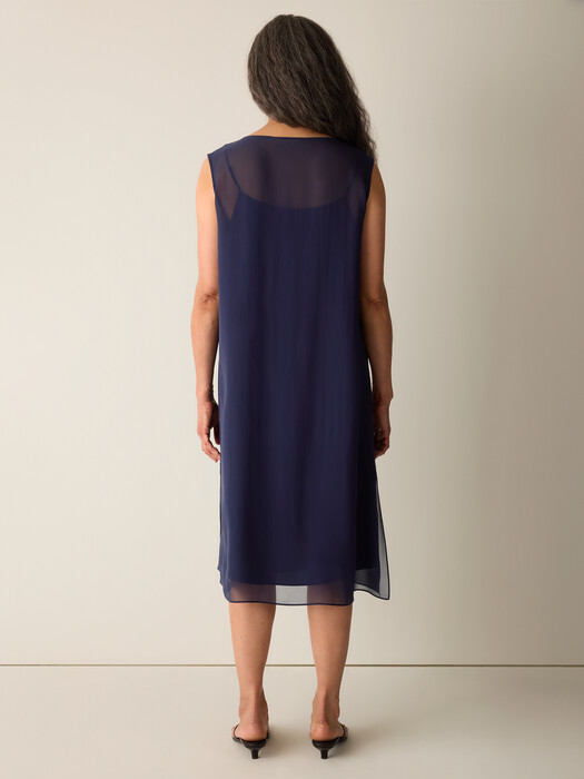 silk layered dress Yen High Neck Floss Ankle Length and daily wear. Italian Silk Long Layered Dress
