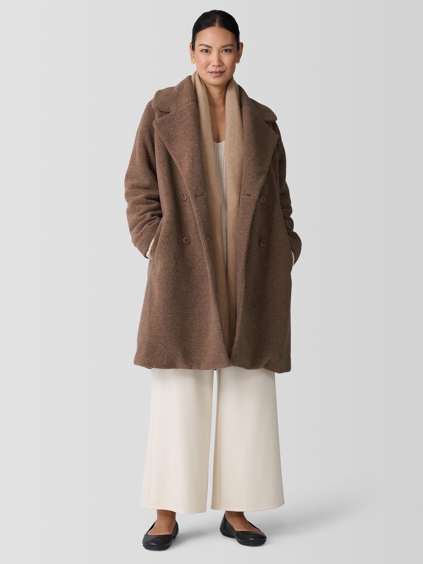 Cozy Recycled Wool Boucle Notch Collar Coat