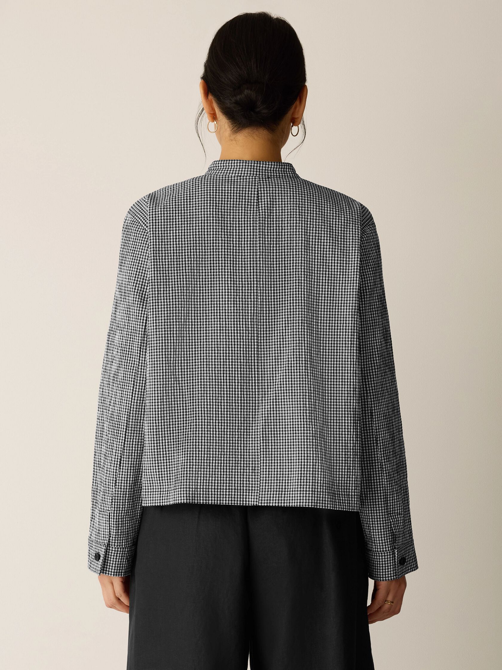 Organic Cotton Pucker Check Shirt Jacket