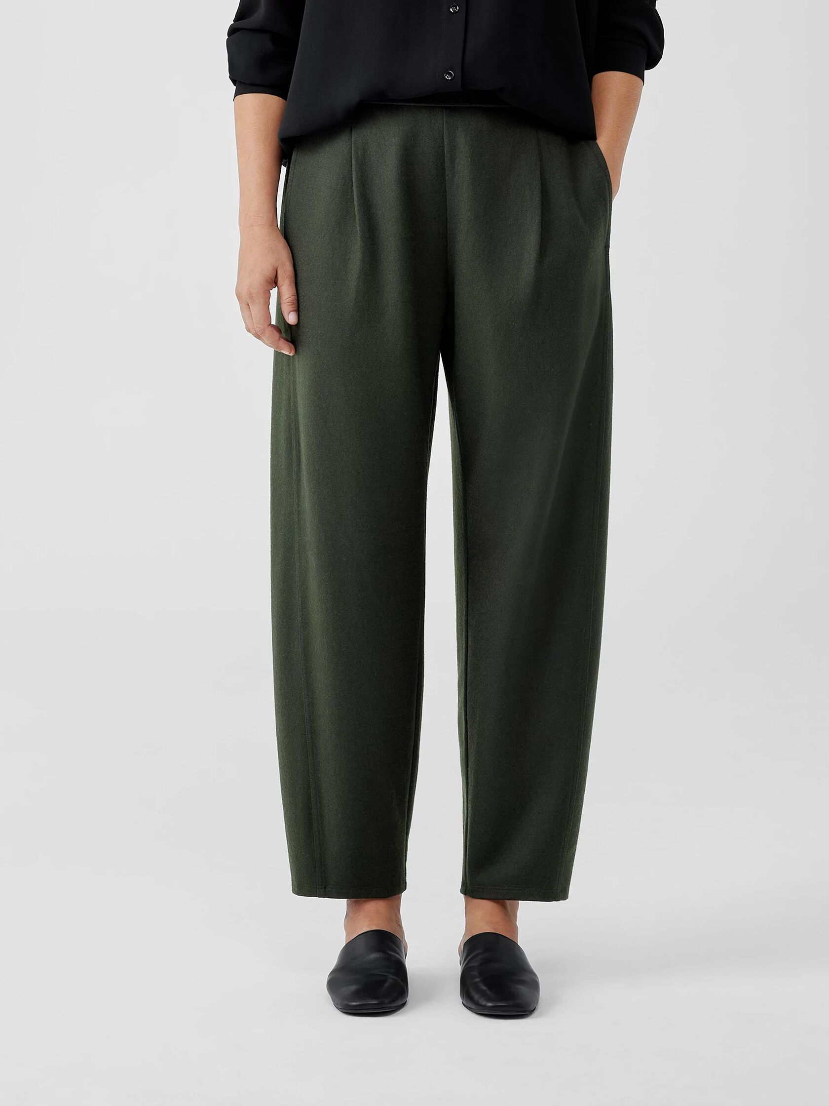 Boiled Wool Jersey Pleated Lantern Pant