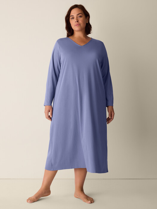 Organic Cotton Interlock V-Neck Sleep Dress