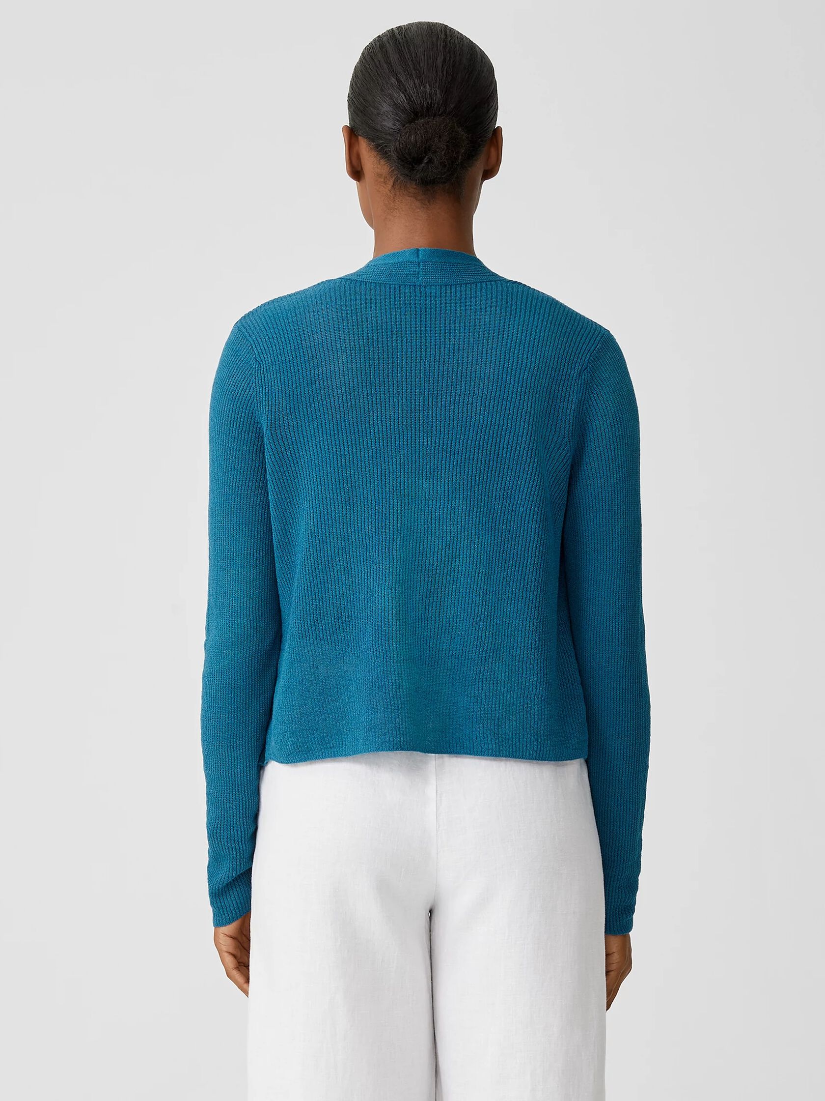 Organic Linen Cotton Tuck Cropped Cardigan