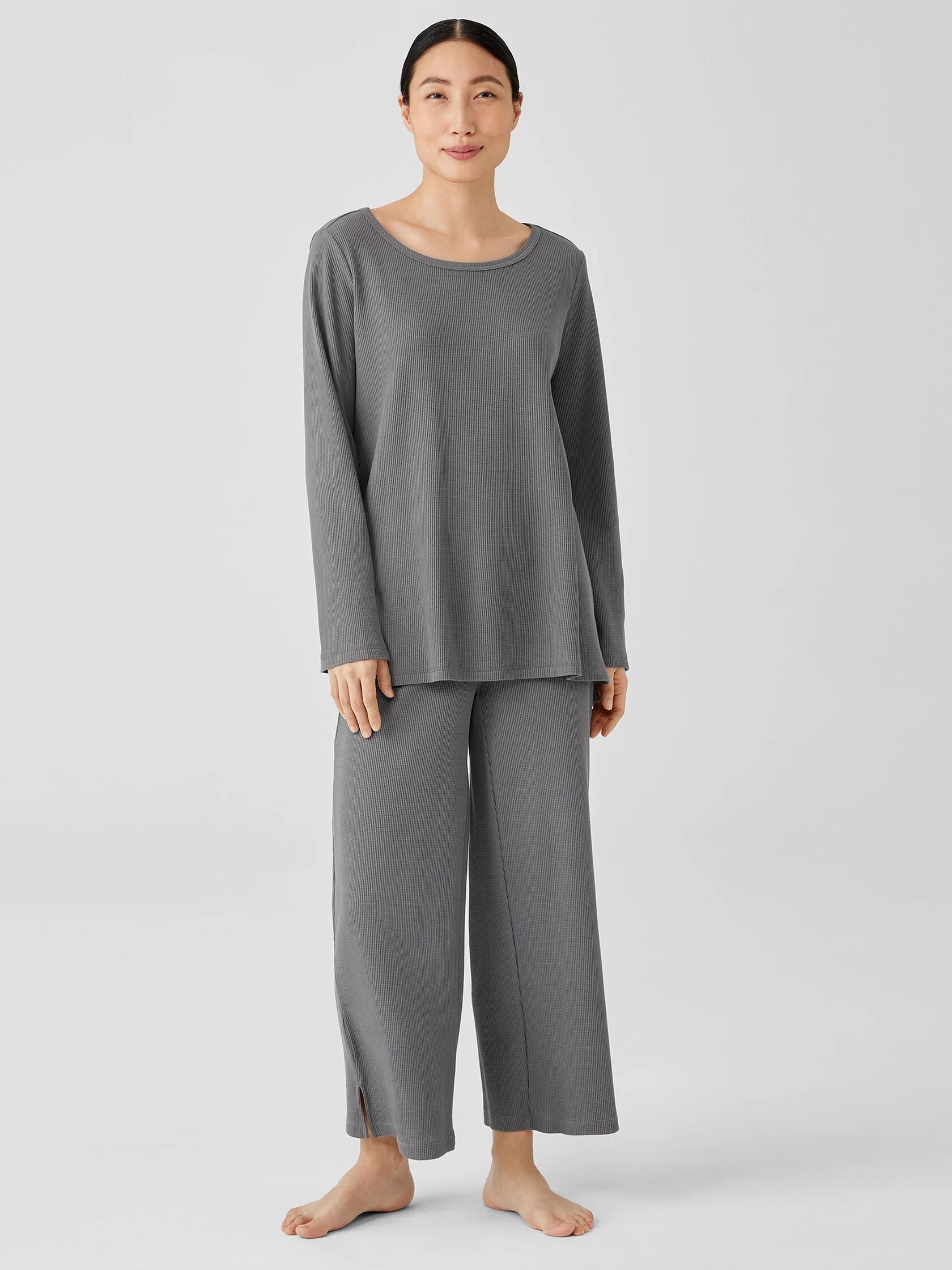 Cozy Organic Cotton Thermal Bateau Neck Top | EILEEN FISHER
